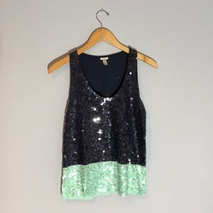 Color Block Sequined Tank - x-small